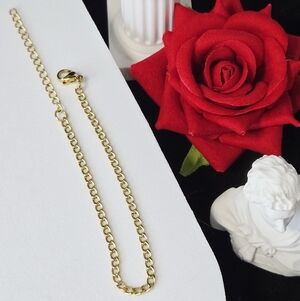 Gold Curb Chain Bracelet 3mm Stainless Steel Adjustable Minimalist Stack Classic